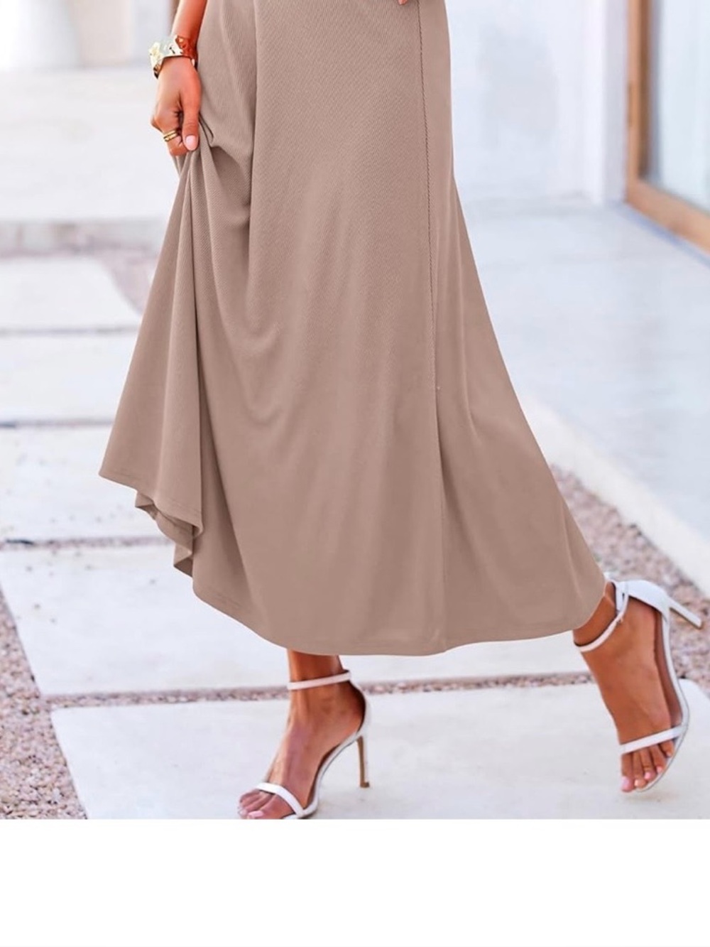 Chic taupe flowy midi/maxi skirt